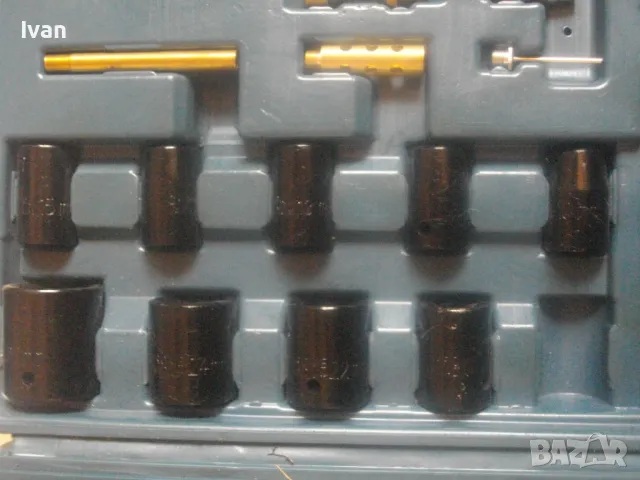 33 ЧАСТИ НОВ НЕПЪЛЕН КОМПЛЕКТ ПНЕВМАТИЧНИ ИНСТРУМЕНТИ MAUK GERMANY  КЪРТАЧ/ОБДУХВАЧ/ШИЛА/ТОРСОВЕ/, снимка 12 - Други инструменти - 50181798