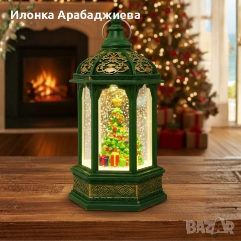 Коледен светещ фенер с въртящ се снежен ефект – уют и коледна магия, снимка 2 - Декорация за дома - 52819052