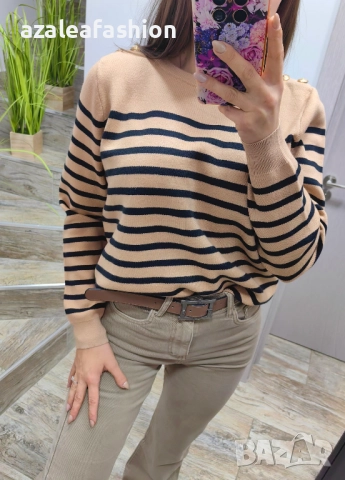 Дамски пуловер райе, снимка 2 - Блузи с дълъг ръкав и пуловери - 52686477