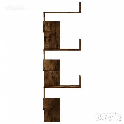 vidaXL Стенен ъглов рафт опушен дъб 45x45x147 см инженерно дърво, снимка 5 - Етажерки - 56148288