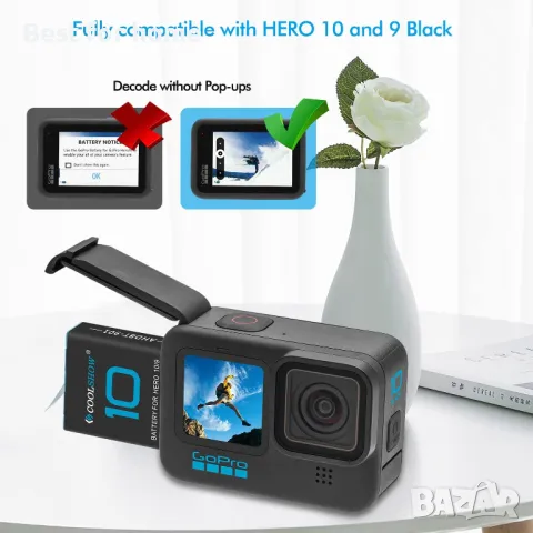Комплект от 3 батерии GoPro и зарядна кутия COOLSHOW Hero 12/11/10/9-1800mAh , снимка 5 - Батерии, зарядни - 48132225