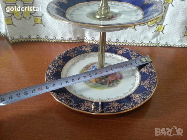 Порцелан Чехословакия поднос на две нива , снимка 6 - Антикварни и старинни предмети - 41846650