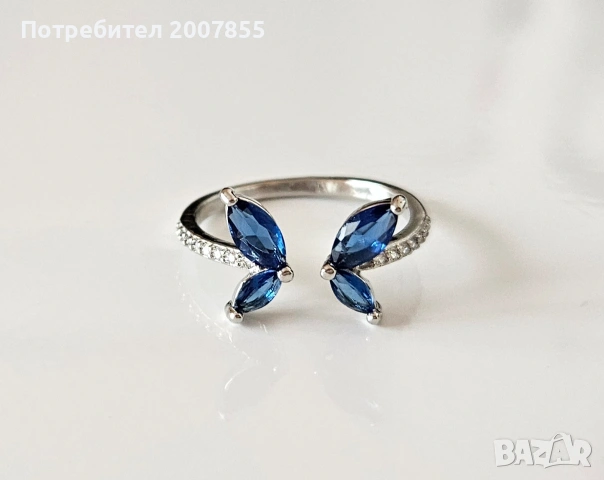 Дамски пръстени с кристали пеперуда , снимка 2 - Пръстени - 53795473