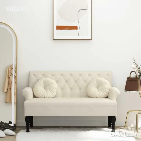 vidaXL Пейка с облегалка, 120x62x75,5 см, лен, снимка 2 - Дивани и мека мебел - 56147433