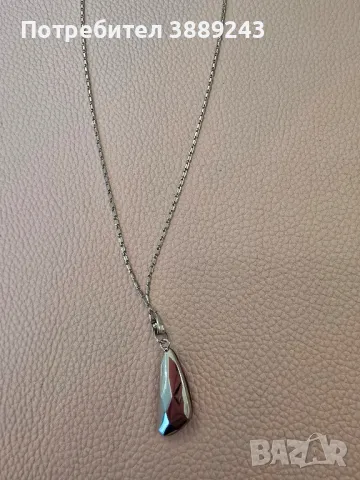 Сребърно колие с камък Сваровски, снимка 5 - Колиета, медальони, синджири - 49314586