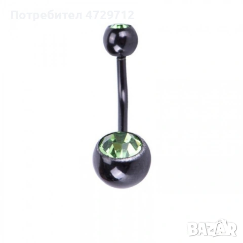 Черен пиърсинг за пъпа с цирконий, снимка 16 - Друго оборудване - 53424837