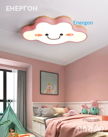 Луксозна LED лампа за ДЕТСКА СТАЯ висок клас плафон облак Розов, снимка 2 - Лампи за таван - 44686672