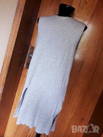 Сив дълъг елек тип жилетка Л, снимка 2 - Елеци - 34079432