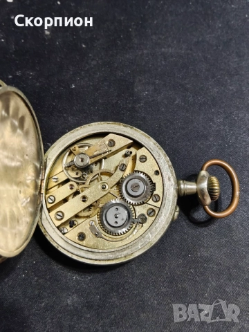 Швейцарски джобен часовник с посребрени капаци 1925г. - 10 РУБИНА, снимка 5 - Джобни - 49866321