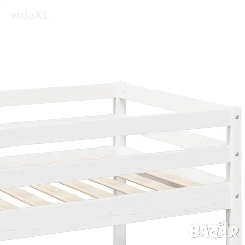 vidaXL Двуетажно легло, бяло, 90x200 см, борово дърво масив, снимка 8 - Спални и легла - 56147036