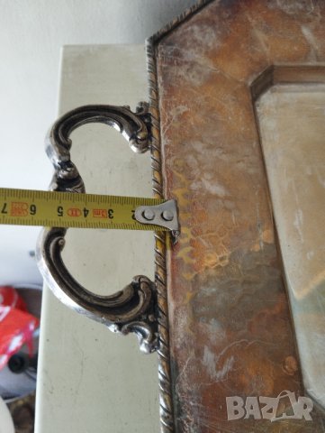 посребрен месингов поднос,табла, снимка 3 - Антикварни и старинни предмети - 42110994