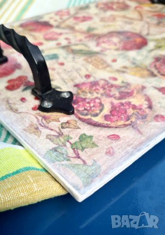 Дървена тава поднос за сервиране нар декупаж, снимка 5 - Декорация за дома - 28461264