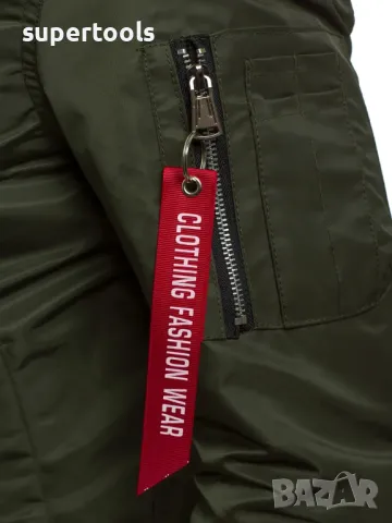 Мъжко яке тип Bomber пролет-есен ,маслено зелено SBJB8013, снимка 3 - Якета - 47297135