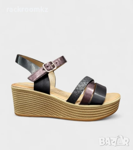 Дамски сандали от естествена кожа с платформа 6см, българско производство – C5077-1 BLACK, снимка 1