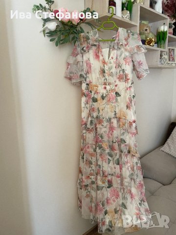 Нова ефирна феерична дълга елегантна женствена ежедневна рокля волани къдри нежен флорален принт , снимка 11 - Рокли - 42183587