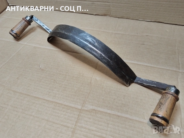 Уникален Голям Стар Кован Рукан, Голям Дърводелски Нож За Белене На Дърво / НОМЕР 701., снимка 7 - Антикварни и старинни предмети - 53486490