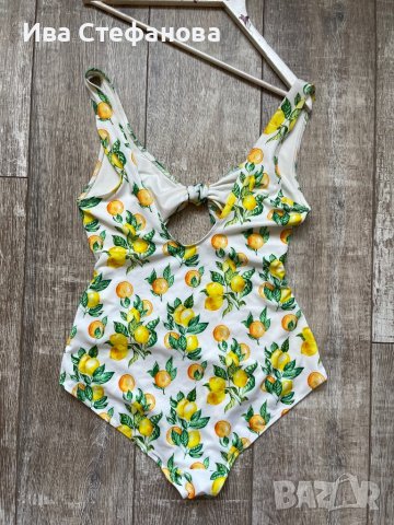 Нов цял бързосъхнещ бански костюм етикет хигиенна лепенка принт лимони лимон wow 😮 