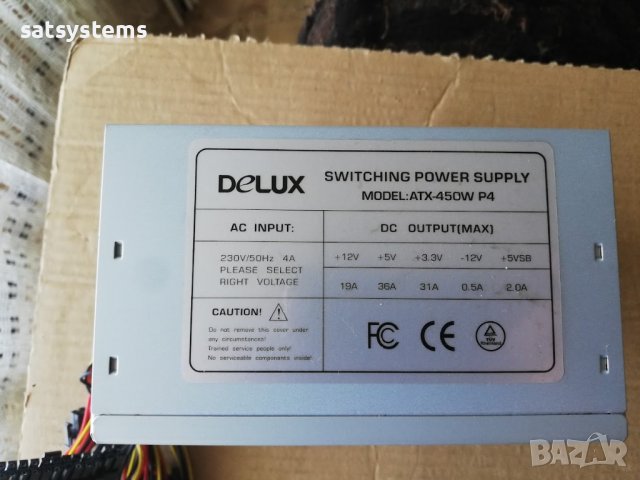 Компютърно захранване 450W Delux ATX-450W P4 120mm FAN, снимка 1 - Захранвания и кутии - 41427231