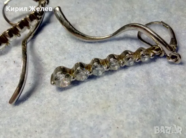 ШАРМАНТНИ СКЪПОЦЕННИ СРЕБЪРНИ ОБЕЦИ РОДИРАНО СРЕБРО 925 с БЛЕСТЯЩ ЮВЕЛИРНО ФАСЕТИРАН ФИАНИТ 49281, снимка 10 - Обеци - 50072773