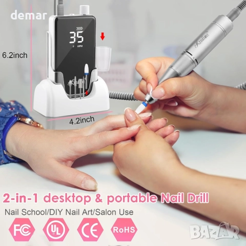 Kredioo пила за нокти 35 000 об/мин, преносима 2-в-1 настолна акумулаторна, снимка 6 - Продукти за маникюр - 52303002