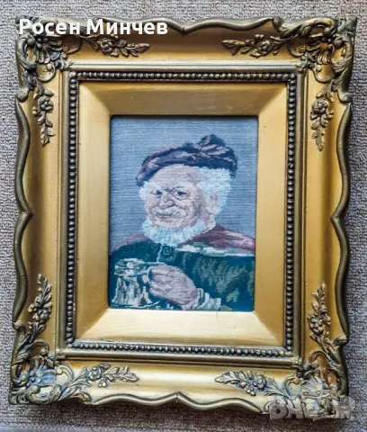 Продавам ръчно ушит гоблен -  „Моряк с халба “