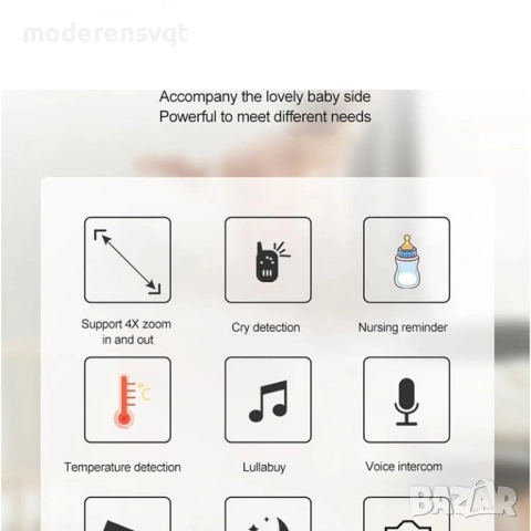 Бебефон, Бебешки видеомонитор, 2,8 инча, разпознаване на звук, снимка 4 - Бебефони - 53708725