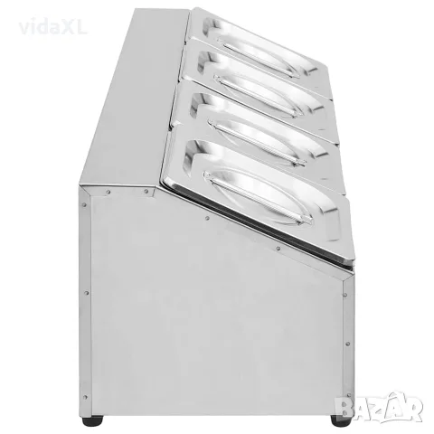 vidaXL Гастронорм контейнер държач с 4 GN съда 1/6 неръждаема стомана, снимка 4 - Обзавеждане на кухня - 56147732