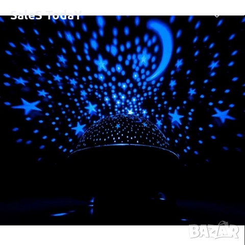Нощна лампа, зездно небе, LED прожектор, 17x17x18 см, звезди, черен, снимка 2 - Детски нощни лампи - 36036542