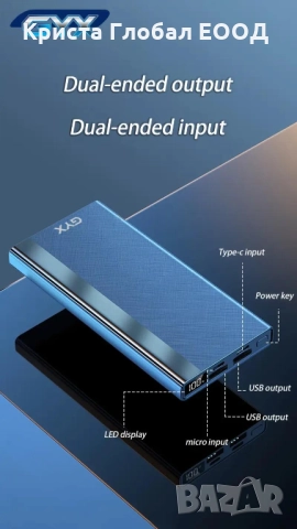 Преносима батерия Power Bank GYX SP05 – 10000 mAh, LED дисплей, USB-C / Micro, снимка 6 - Външни батерии - 51709356