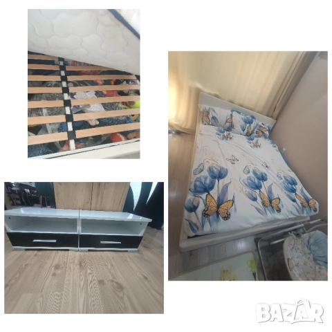 Легло /спалня + 2 нощни шкафчета + матрак + повдигащ механизъм и подматрачна рамка , снимка 4 - Спални и легла - 51707537