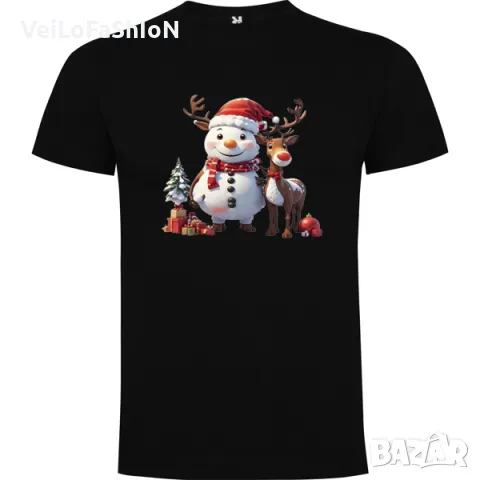 Нова мъжка коледна тениска в черен цвят