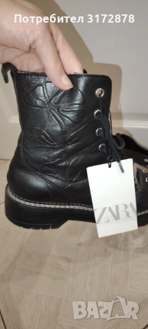 Боти Zara от естествена кожа , снимка 4 - Дамски боти - 52662733