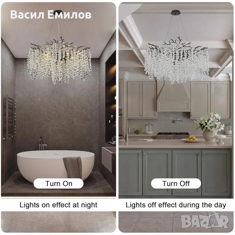 Луксозен кристален полилеи тип клони на дърво, снимка 7 - Лампи за таван - 51824357