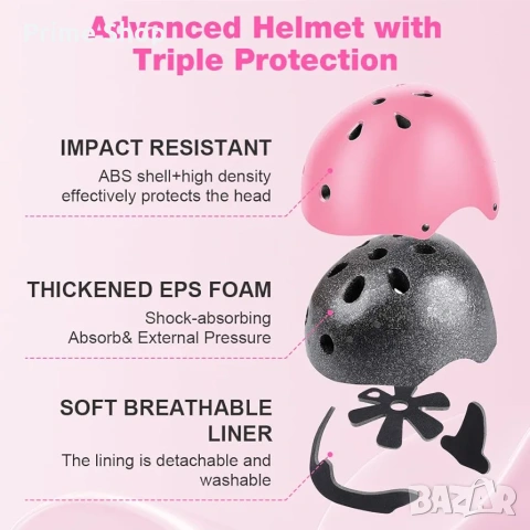 Детски защитен комплект flintronic - каска, наколенки и протектори 3-8 години, снимка 10 - Спортна екипировка - 53776430