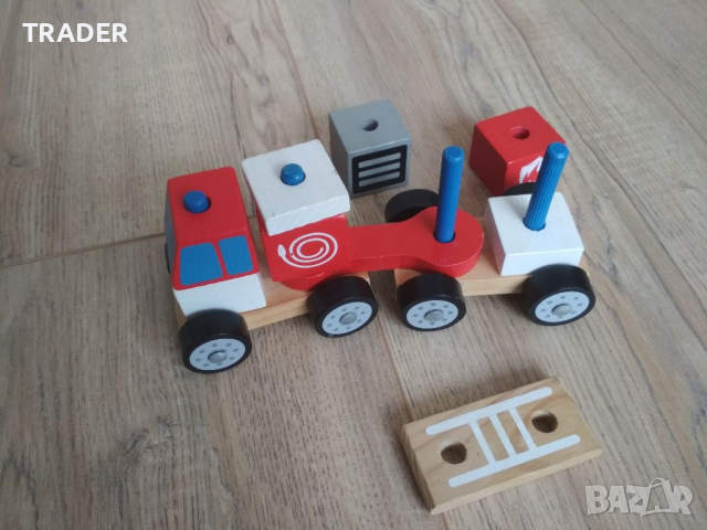 Playtive дървено цветно влакче конструктор, снимка 3 - Влакчета, самолети, хеликоптери - 36410155