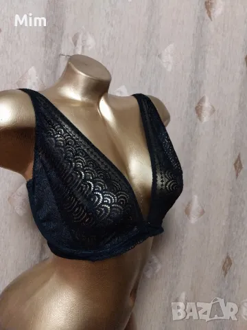 75 H Черен дантелен сутиен , снимка 2 - Бельо - 48328796
