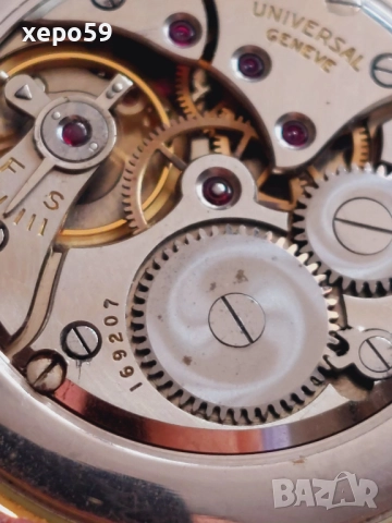 Колекционен Ръчен швейцарски златен 18к часовник Universal Geneva cal.264-1940-45год., 3 500 лв, снимка 9 - Мъжки - 52217821