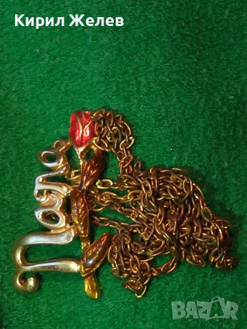 ПОЗЛАТЕН ЕМАЙЛИРАН ФЛОРАЛЕН МНОГО КРАСИВ АРТ НУВО СТИЛ МЕДАЛЬОН - РОЗА 25178, снимка 11 - Колиета, медальони, синджири - 35364346