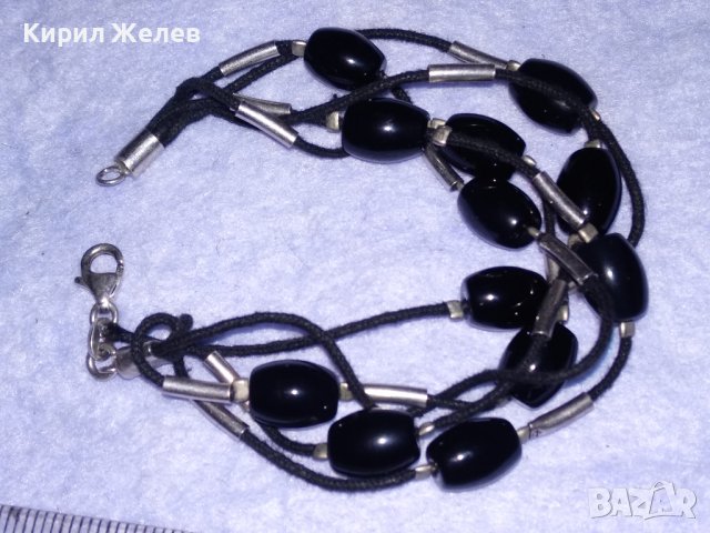 КРАСИВА ЕФЕКТНА СКЪПОЦЕННА ХЕНД - МЕЙД СРЕБЪРНА ГРИВНА СРЕБРО 925 и ЧЕРЕН ОНИКС 38700, снимка 11 - Гривни - 41741244