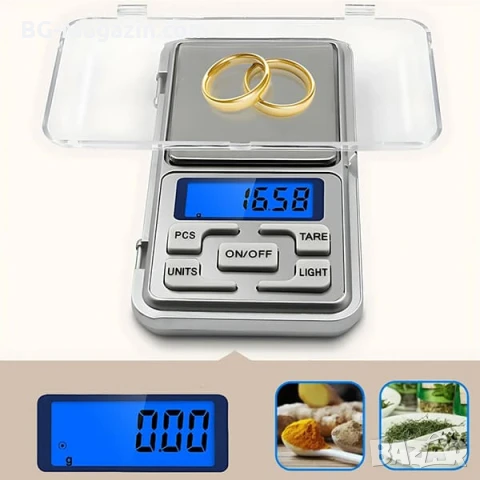 Мини джобна електронна везна кантар 0.01 до 300г за храна злато бижута подправки малка прецизна, снимка 2 - Везни - 50929778