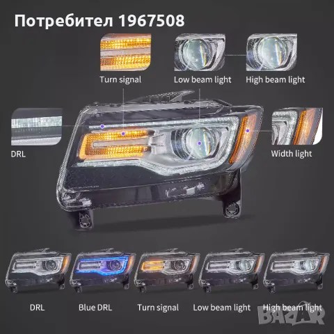 Комплект LED фарове за GRAND CHEROKEE 2011 - 2013 с начална анимация, снимка 6 - Части - 49370777