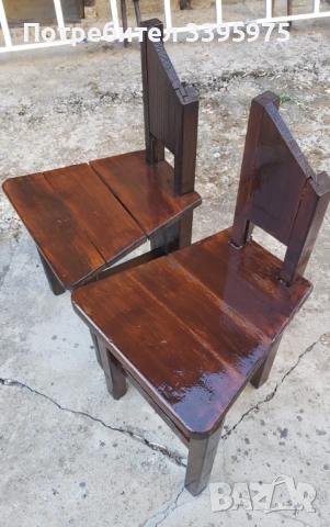 Два ръчно изработени дървени стола, снимка 4 - Столове - 51799120