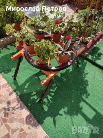 Цветарник от колело на каруца.УНИКАТ.Може само колелото., снимка 3 - Градински мебели, декорация  - 30369519