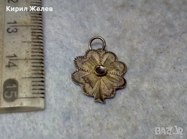 РЪЧНО ОРНАМЕНТИРАН АРТ ПЕНДАНТ ЧЕТИРИЛИСТНА ДЕТЕЛИНА СРЕБРО 925 с ФАСЕТИРАНО КРИСТАЛЧЕ 41974