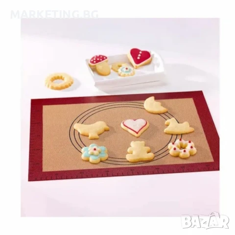 Подложка за месене и точене силиконова NoStik 38.5x58.5см., Червена граница/кафяв интериор, в кутия, снимка 2 - Други - 50468899