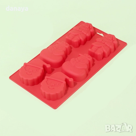 6255 Коледна силиконова форма за мъфини с Дядо Коледа и Снежко, снимка 5 - Форми - 52177772