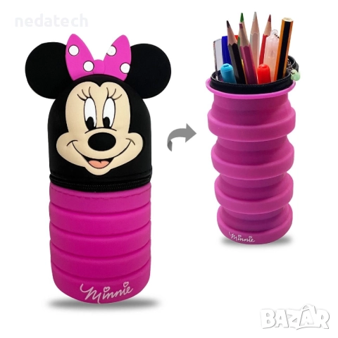 Сгъваем силиконов несесер Мини Маус, Ø6.5x15см.
