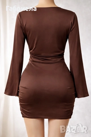Къса кафява рокля, снимка 4 - Рокли - 53113376