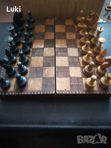шах в дървена кутия и магнитни фигури за шах. , снимка 6 - Антикварни и старинни предмети - 44444369