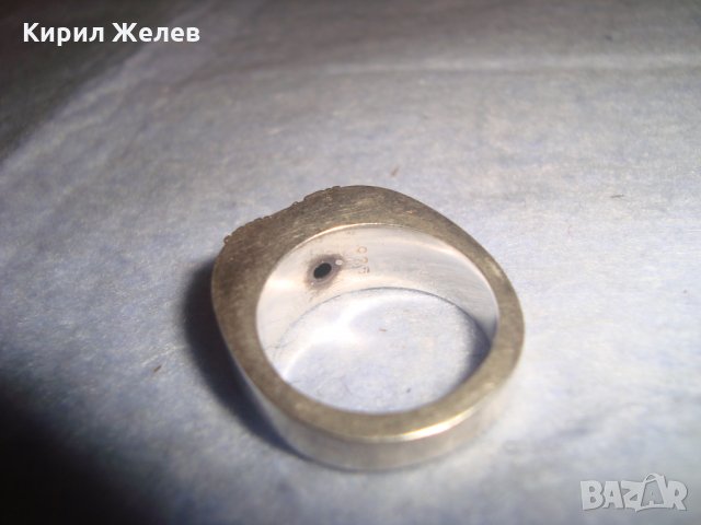 СТАР СРЕБЪРЕН АРТ ДЕКО ПРЪСТЕН ОКСИДИРАНО СРЕБРО 925 РЯДКА РЪЧНА МАЙСТОРСКА УНИКАЛНА ИЗРАБОТКА 25995, снимка 6 - Пръстени - 35975675